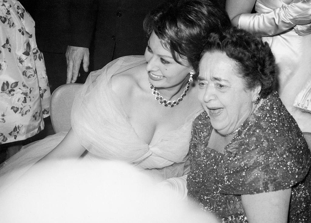 #24 Sophia Loren during an event with Elsa Maxwell, 1951.