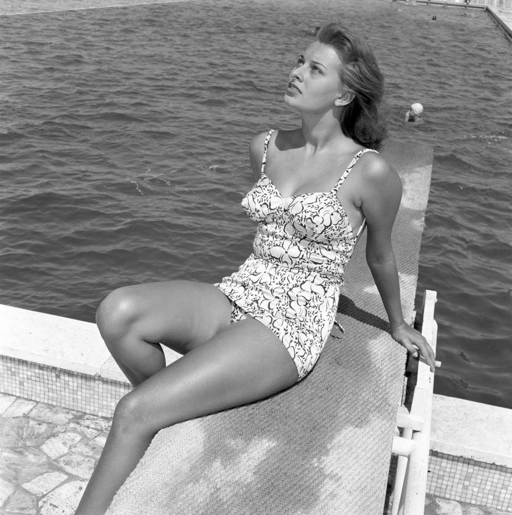 #33 Sophia Loren in the film ‘Africa Under the Sea’, 1953.