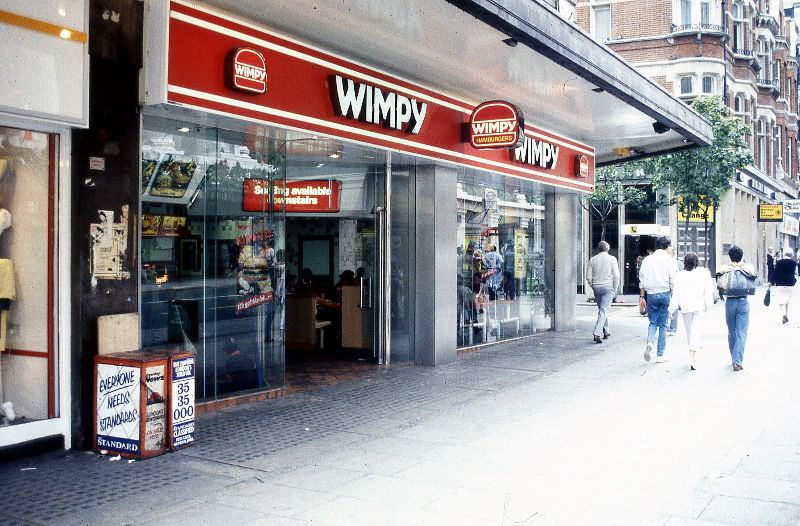 #48 Wimpy restaurant, 425 Oxford Street, London, 1985