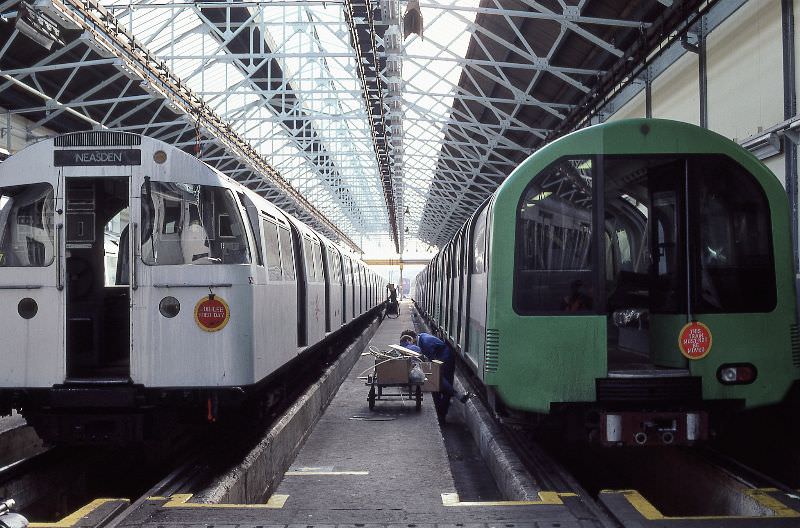 #51 Tube trains at Neasden Depot, London, 1987