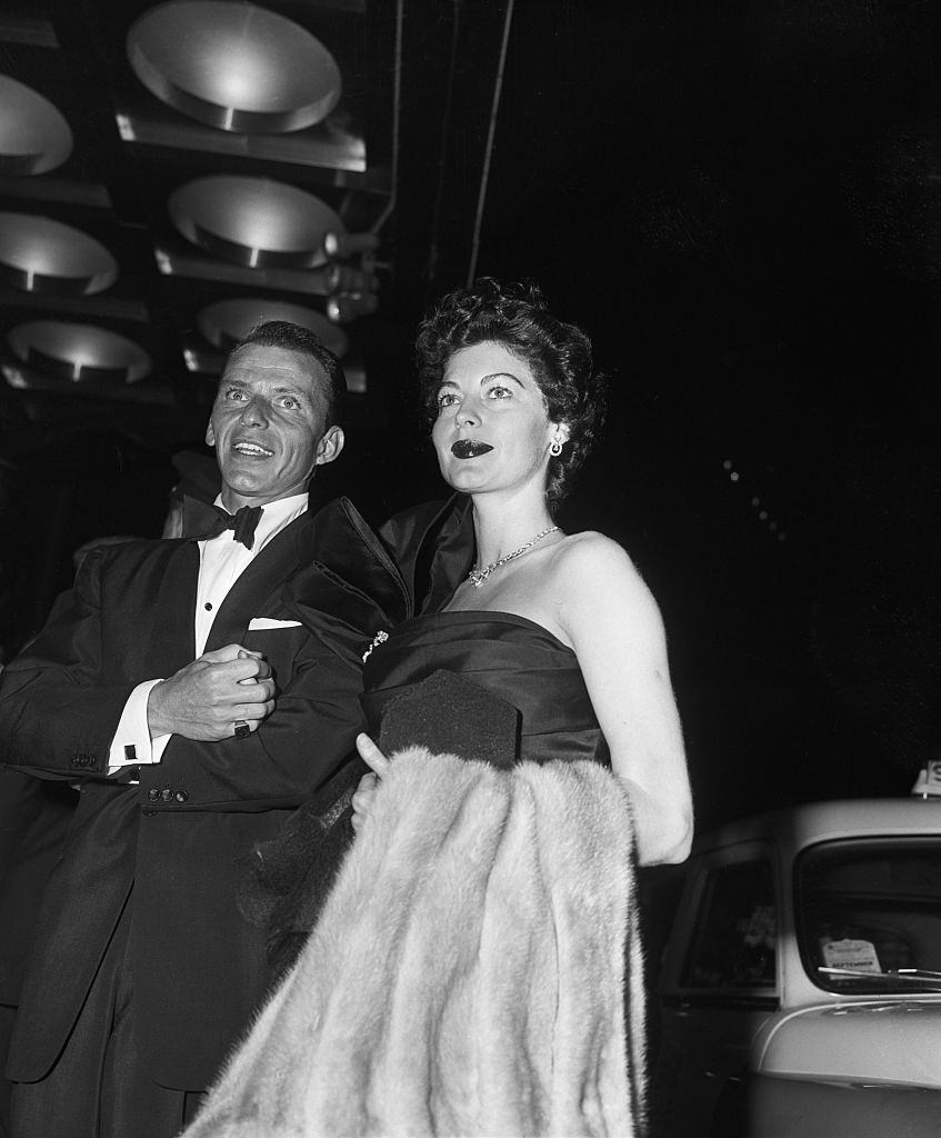#1 Frank Sinatra and Ava Gardner arrive at Rivoli for premier of “Snows of Killamanjaro”, 1952.