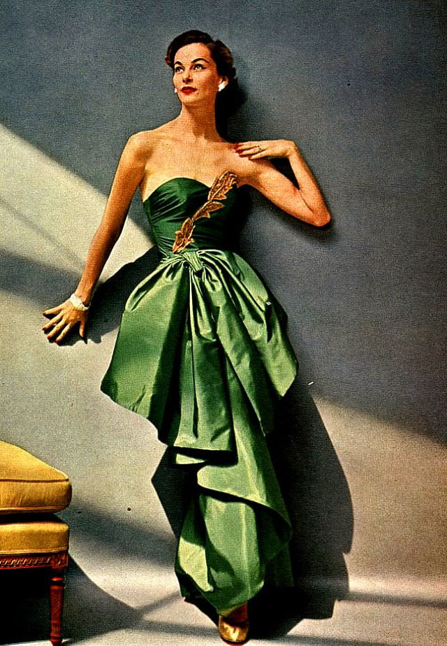 #17 Model in a beautifully draped evening gown