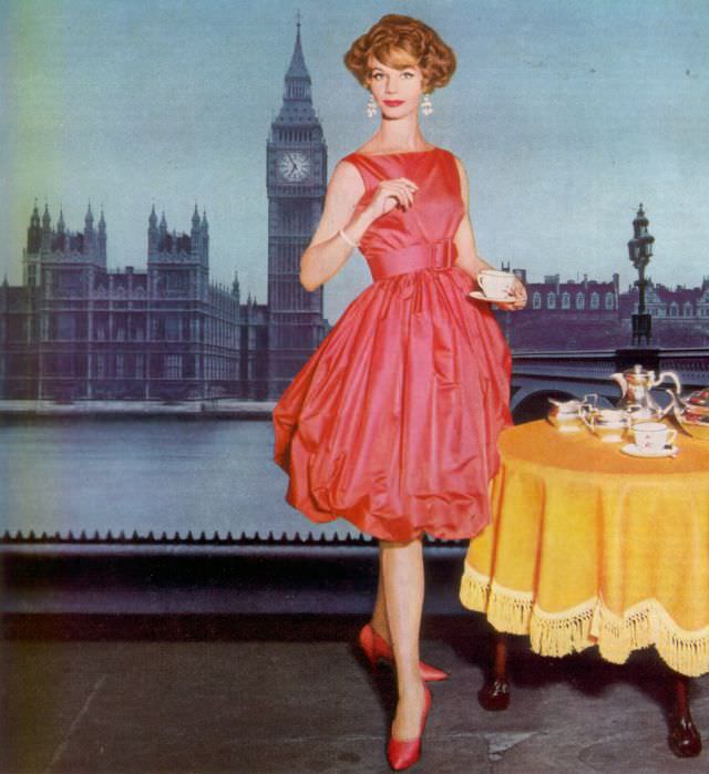 #5 Enid Boulting models a stunning pink taffeta party dress