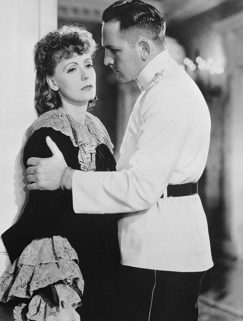 #33 Greta Garbo in Scene with Actor Fredric March in the movie ‘Anna Karenina’, 1935.