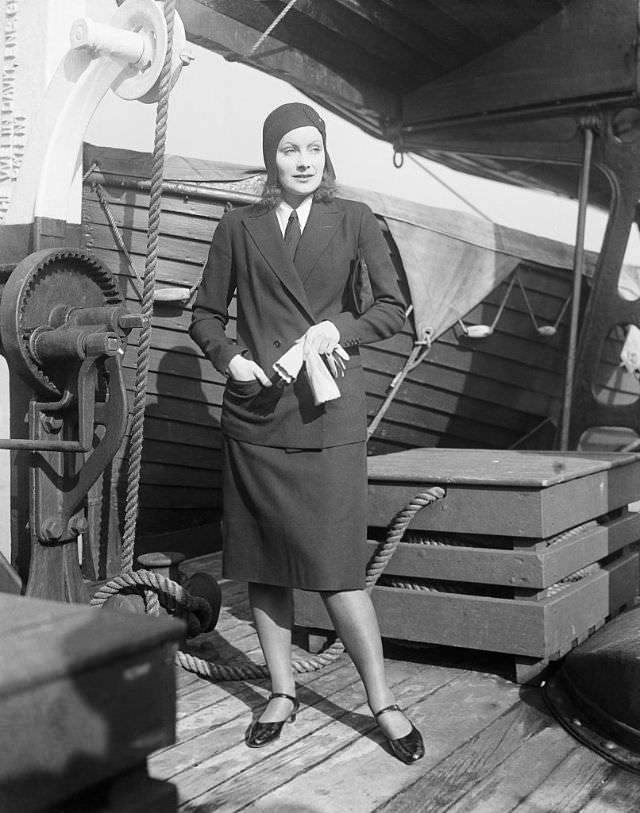 #37 Greta Garbo returning from vacationing in Sweden, 1929.