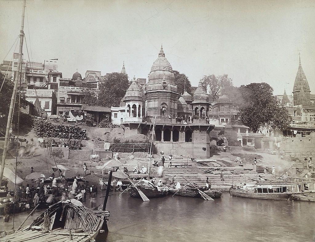 #34 Temples of Varanasi (Benares) on the Ganges River, 1870s.