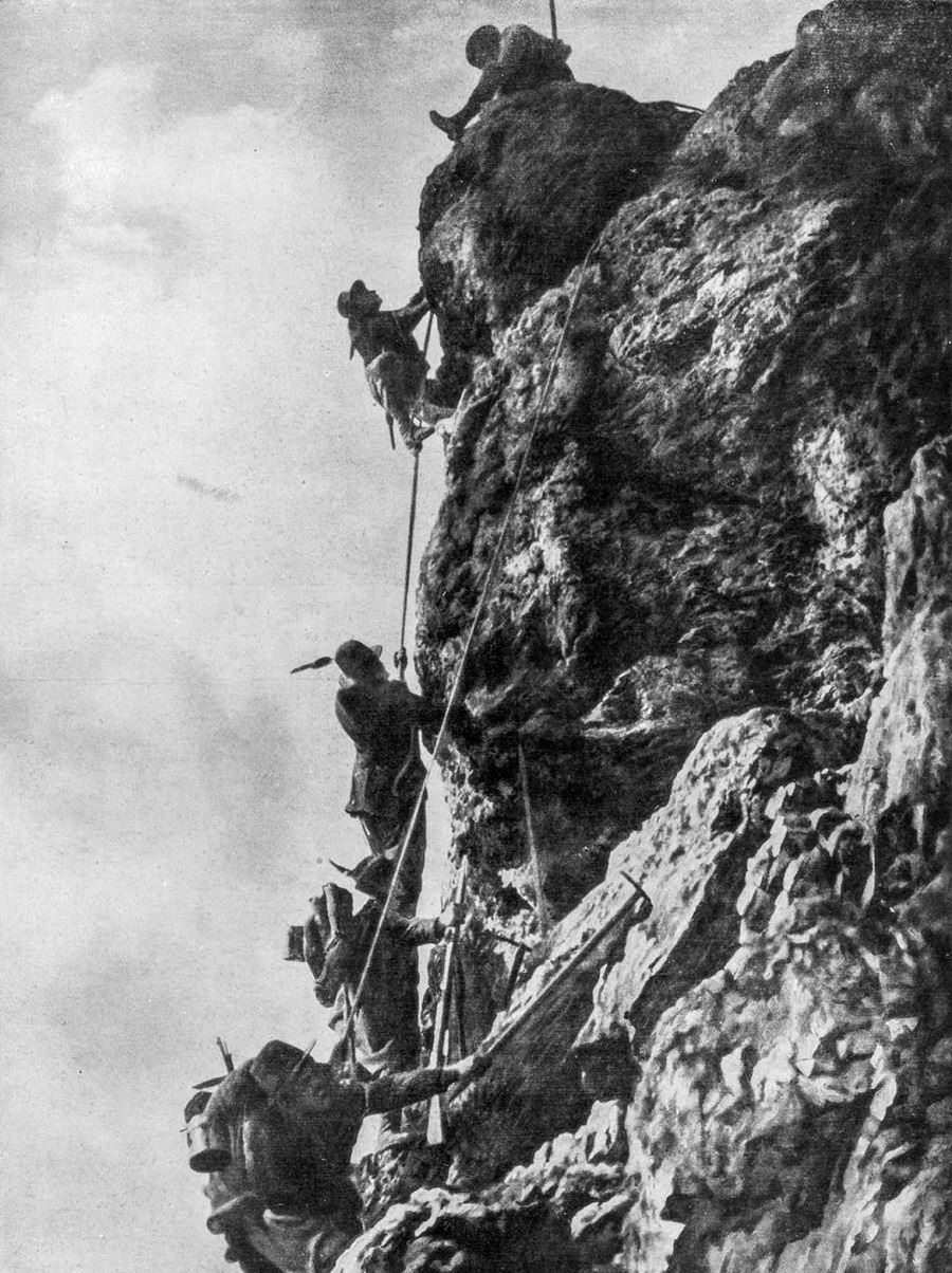 #22 Italian soldiers scale Monte Nero on the Karst plateau during the Second Battle of the Isonzo. 1915.