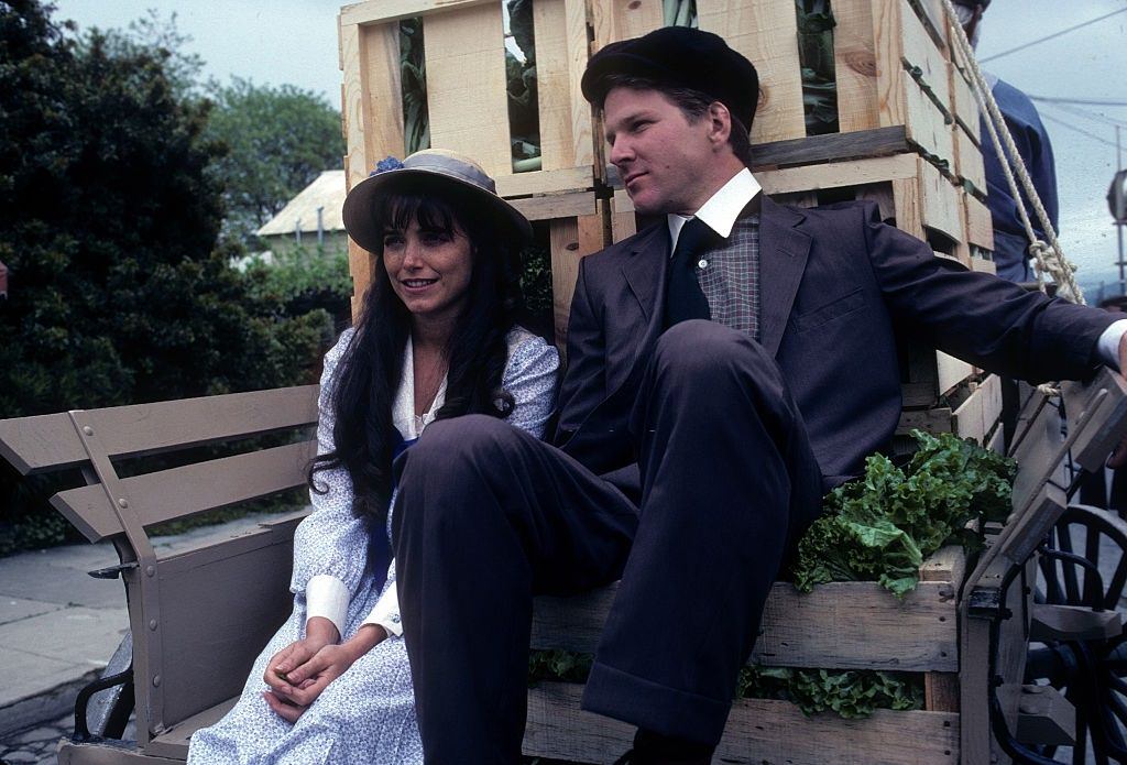 #26 Karen Allen with Timothy Bottoms on the set of ‘East of Eden’, 1981.