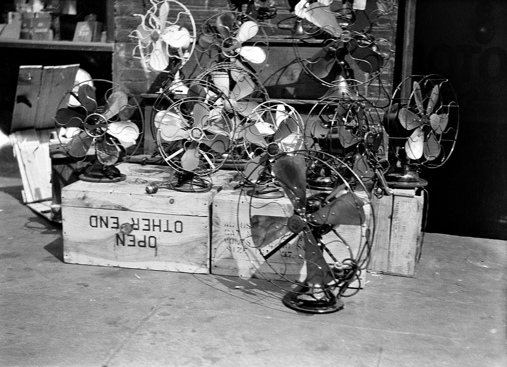 #60 Sidewalk display of electrical fans Lower East Side, New York City, 1930.