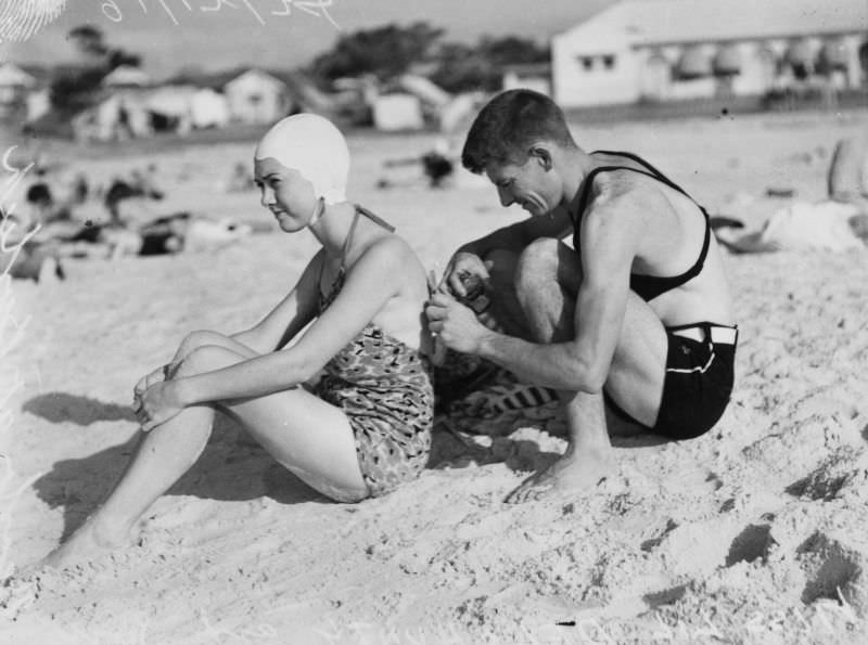 #18 Bathers on the beach at Burleigh, Queensland