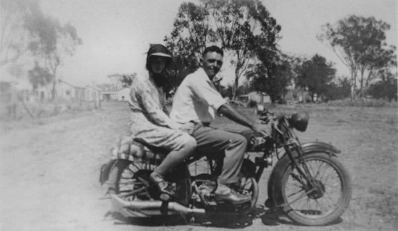 #22 Couple on a motorcycle, Blackall, Queensland
