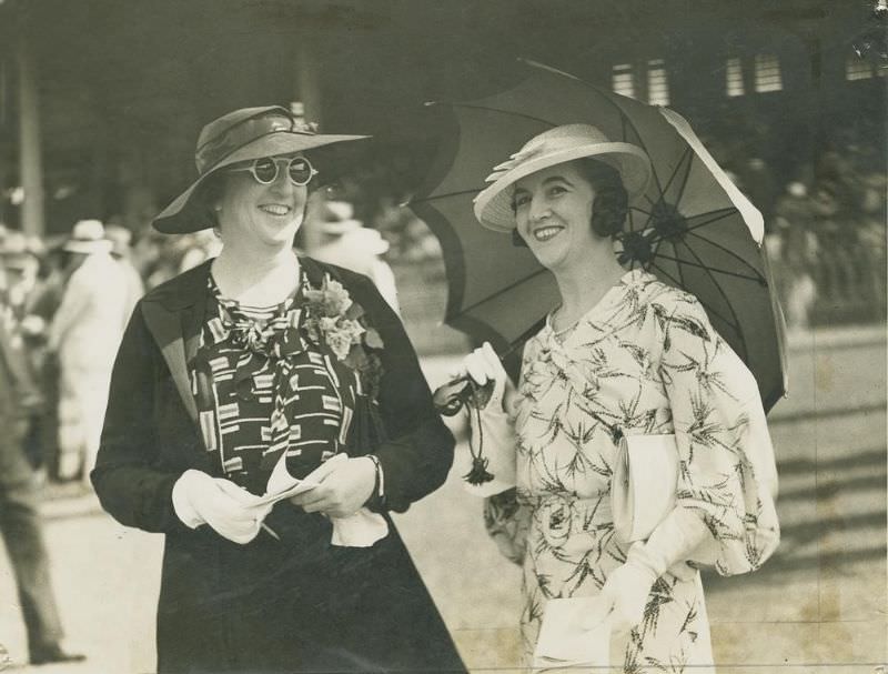 #36 Two ladies enjoying a day out at the races, Ascot racetrack, Brisbane, Queensland