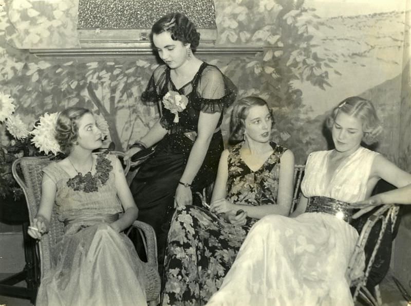 #46 Young women at a military ball, Queensland