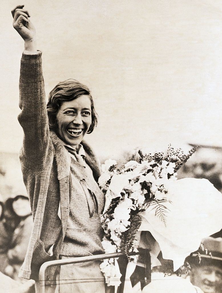 #7 Australia- Miss Amy Johnson, the 19-year-old British aviatrix, is beside herself with joy after landing in Brisbane, 1930