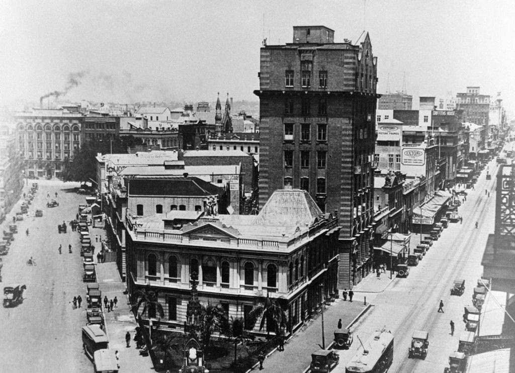 #11 View at the intersection of Queen and Eagle Street in Brisbane, Australia in 1933.