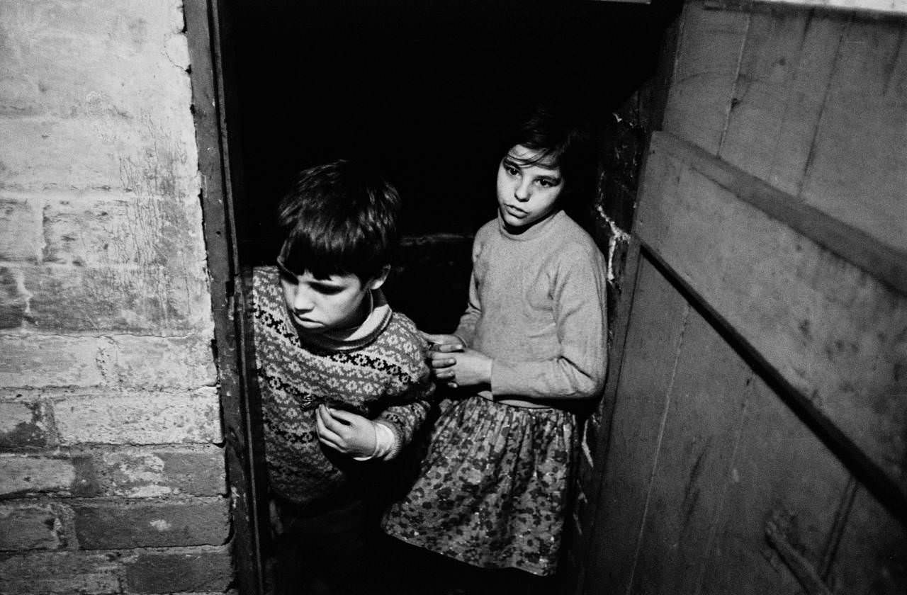 #13 Brother and sister in cellar of their Bradford house, 1969