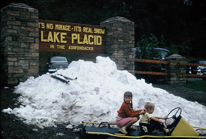 #41 On a toboggan at Lake Placid, New York. November 1955