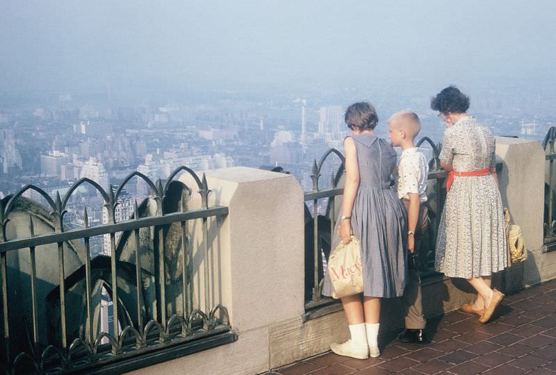 #44 Standing on the top of the RCA Building, Rockefeller Center, New York. November 1959