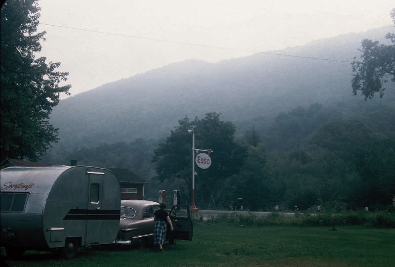 #68 Campsite with Esso station at Mount Bromley, Vermont. August 1955