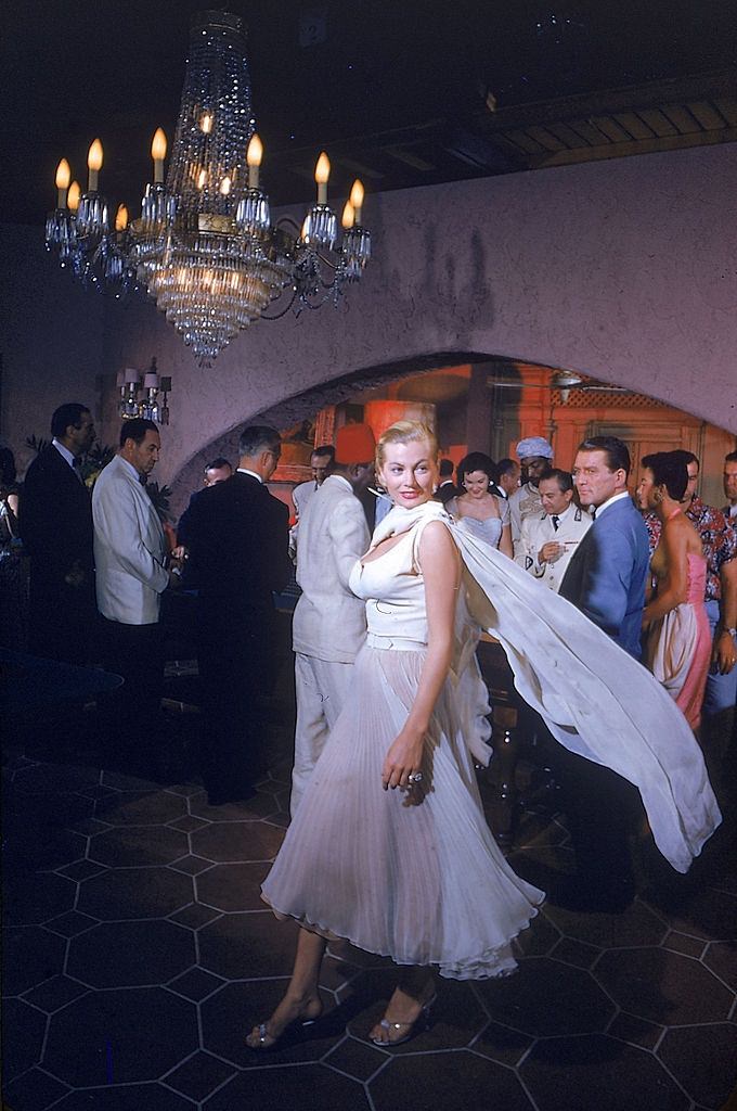 #30 Actress Anita Ekberg in scene fr. TV version of Casablanca, 1955.