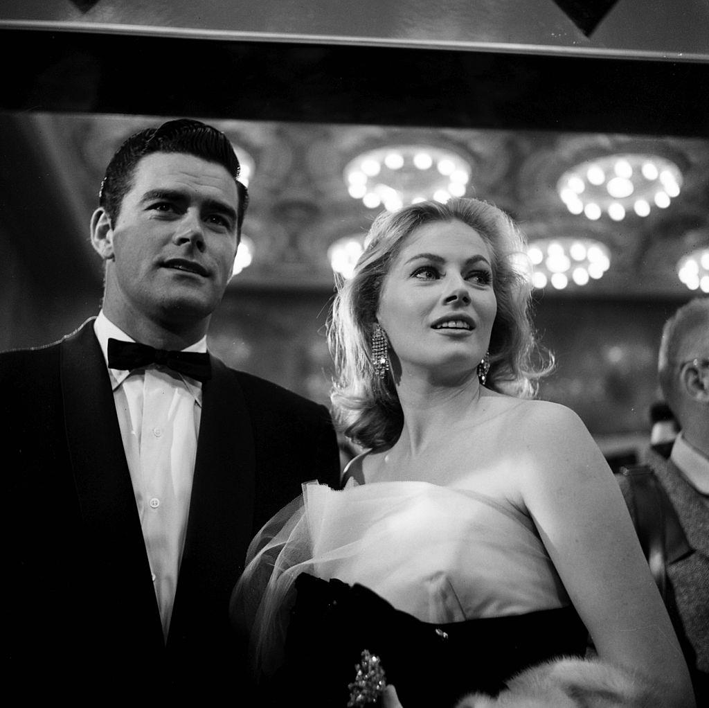 #44 Anita Ekberg with Jeff Richards attend the premier of “Not as a Stranger” in Los Angeles