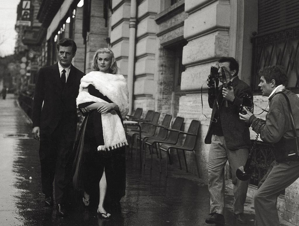 #50 Anita Ekberg with Marcello Mastroianni in La dolce vita