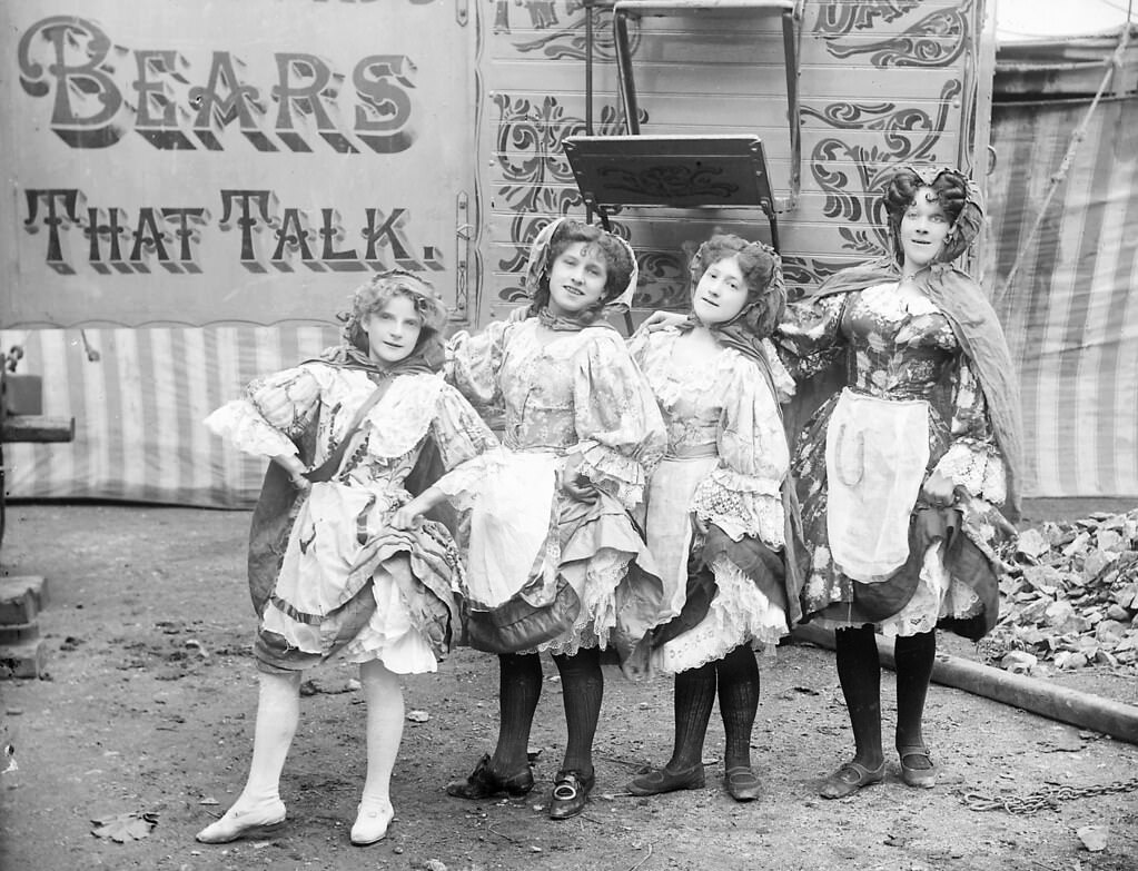 #10 Public Record Office of Northern IrelandHanneford’s Canadian Circus, four girl circus performers. 1910.