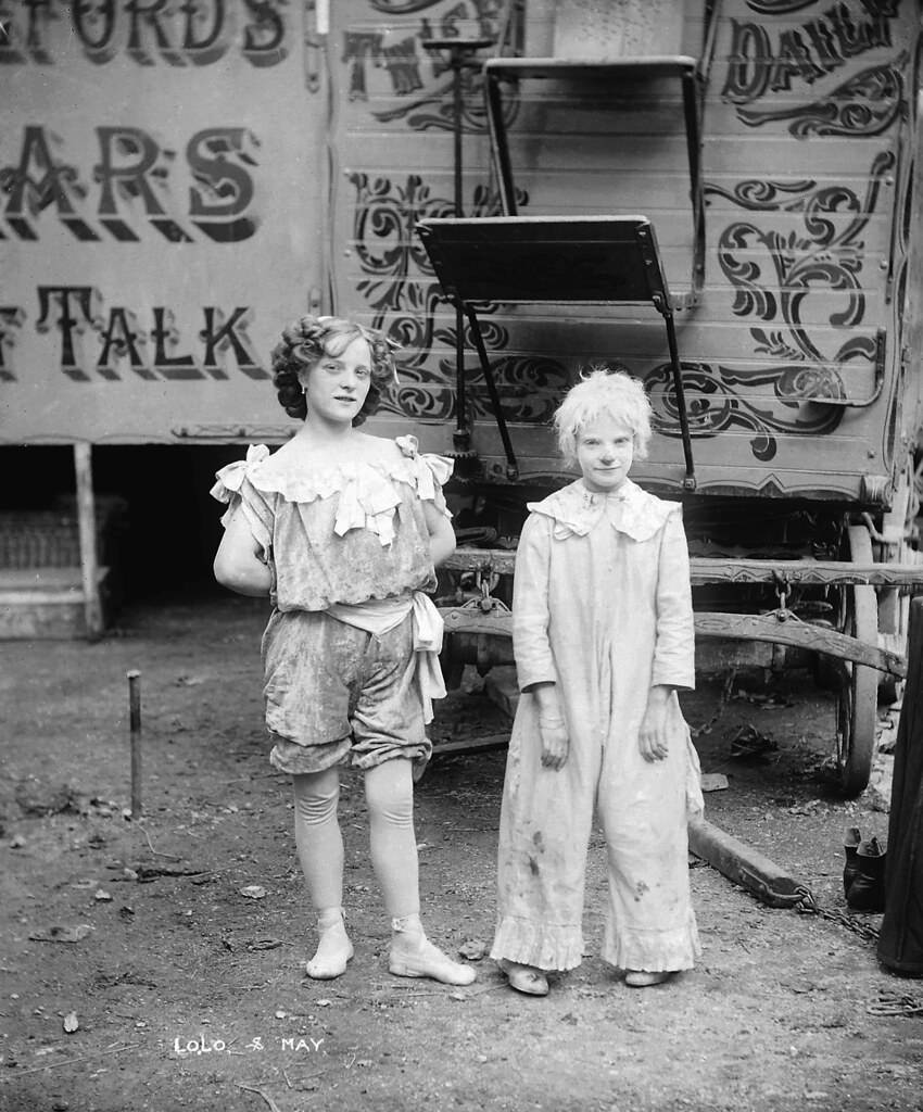 #1 Two younger performers – Lola and May of Hanneford’s Canadian Circus, 1910s.