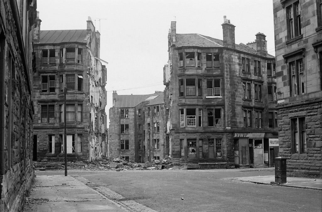 #12 From Cullodden Street and looking through the partially demolished tenement in Coventry Drive.