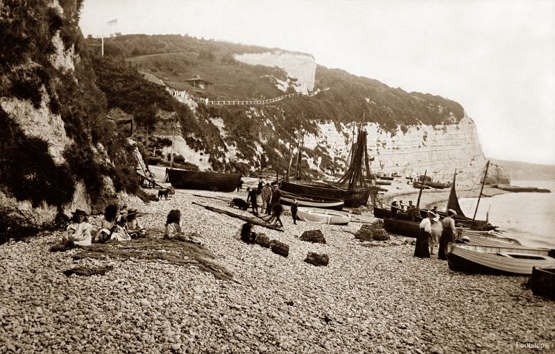 #20 The beach, Beer, Devon, circa 1900-1910