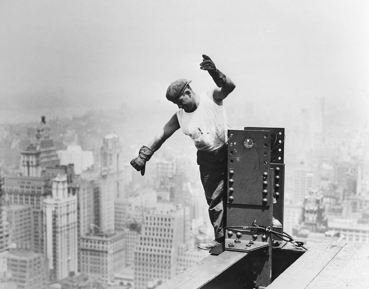 #7 Flirting with danger is just routine work for the steel workers arranging the steel frame for the Empire State Building, which will be the world’s tallest structure when completed.Sept. 29, 1930