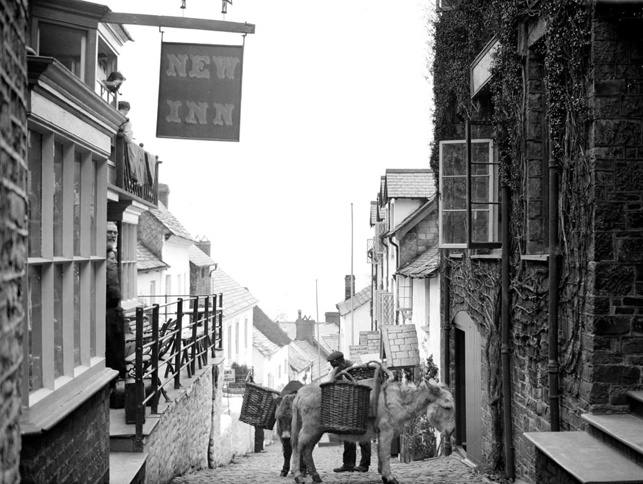 #9 New Inn with donkeys, Clovelly, Devon, 1904