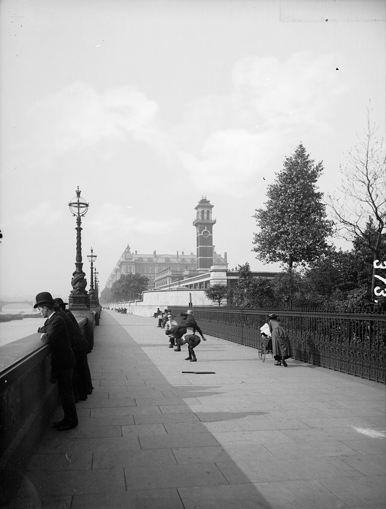 #12 Looking northwards along the Albert Embankment, Lambeth, London, 1902.