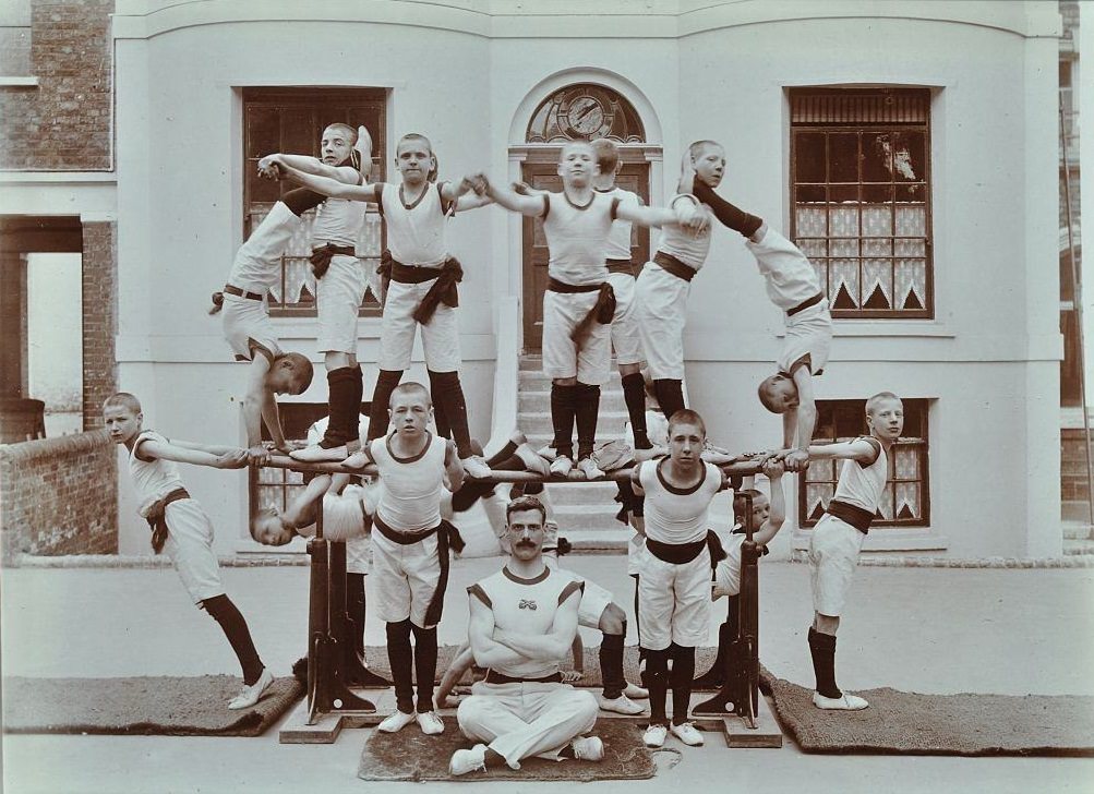 #35 Gymnastics display at the Boys Home Industrial School, Regent’s Park Road, London, 1900.