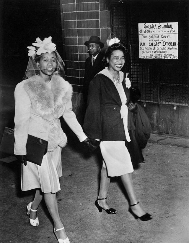 #14 Two women leaving the Abyssinian Baptist Church in Harlem on Easter Sunday, 1943.