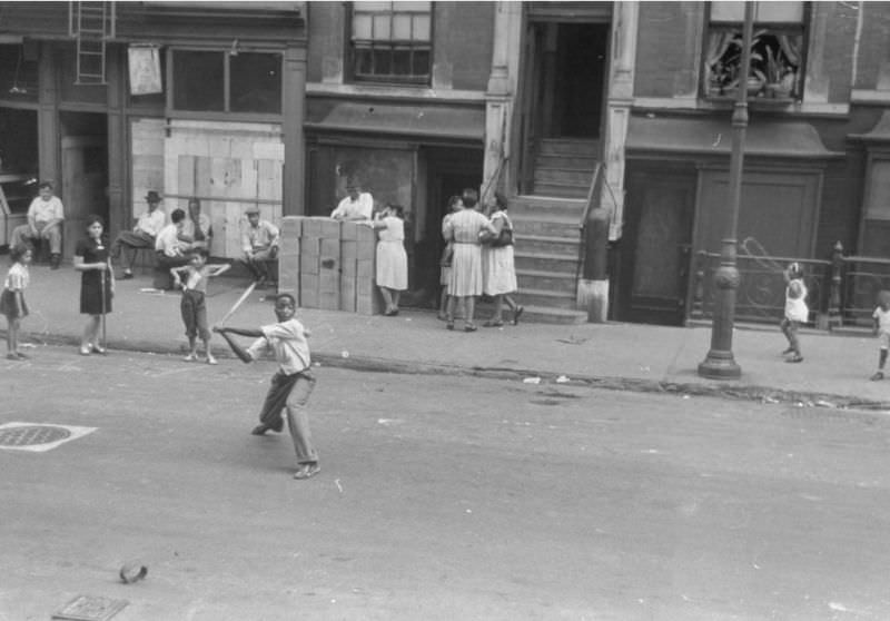 #24 Kids playing baseball, 1947.