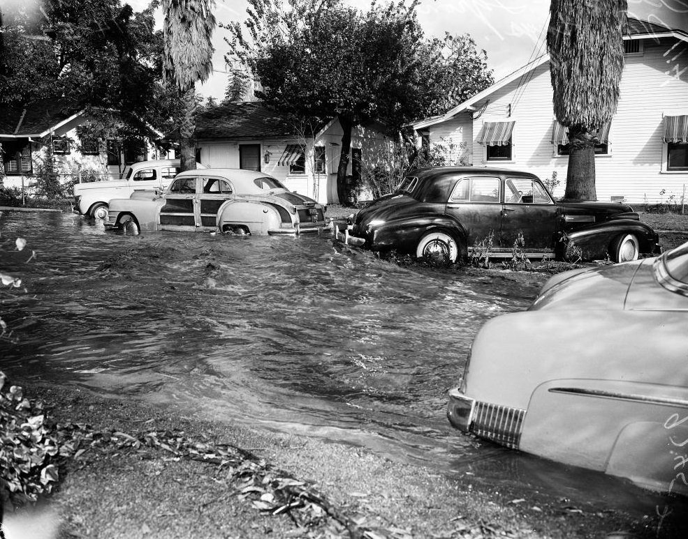 #36 Flooded Tyrone Ave, Los Angeles. 14 November 1952.