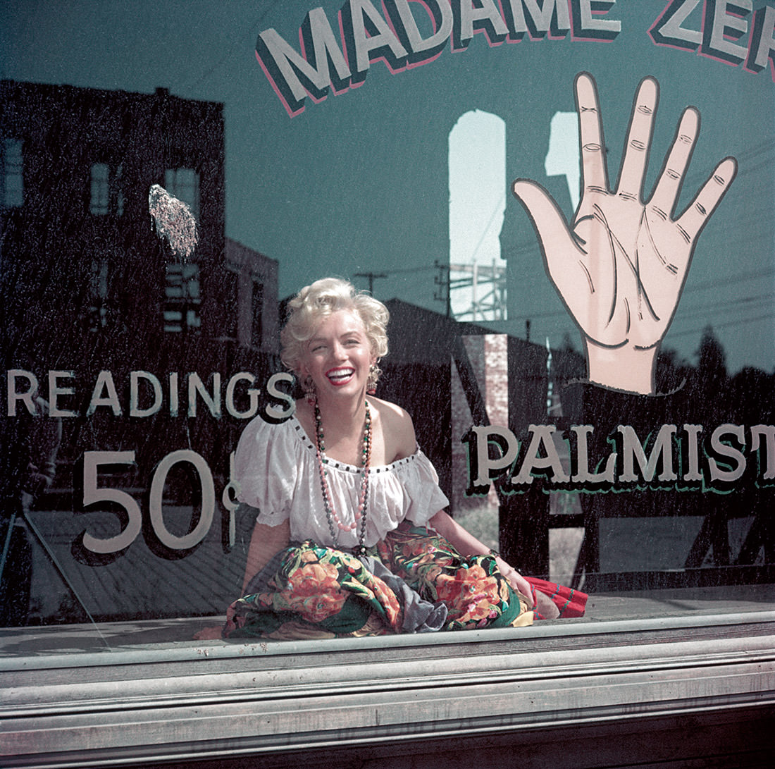 #4 Monroe is dressed as a palm reader after she and photographer Milton H. Greene ransacked the 20th Century Fox costume department in April 1956.