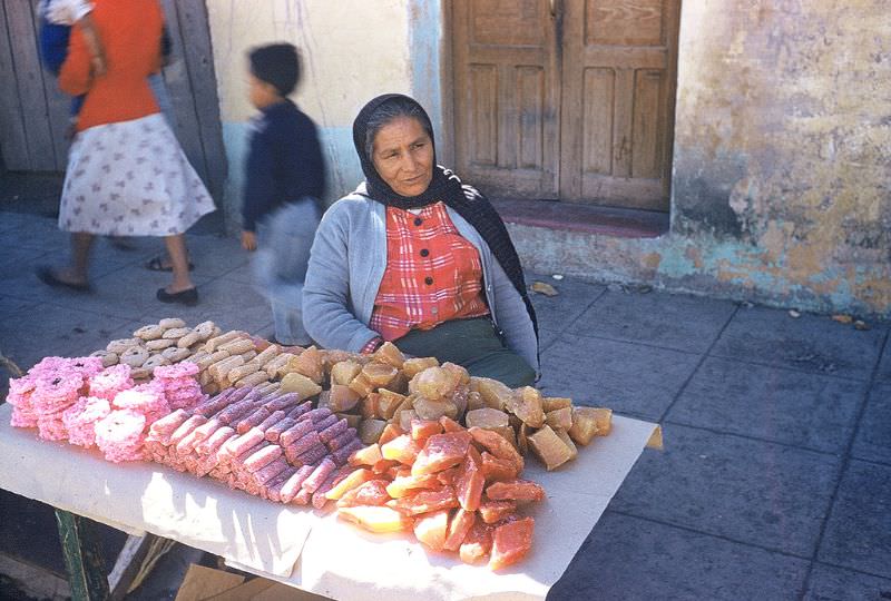 #35 Candy vendor during Festival of Guadalupe, Saltillo. December 1958