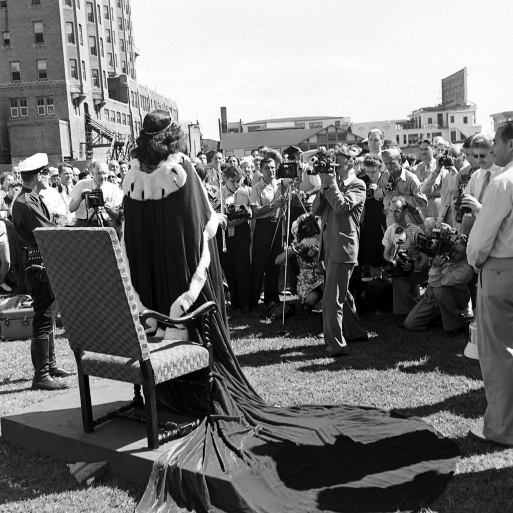 #16 Bess Myerson, Miss America in 1945, meets the press, Atlantic City, New Jersey.