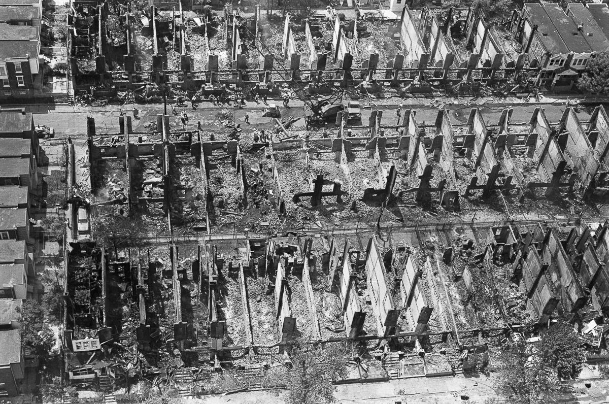 #6 The three blocks destroyed by the fire. May 14, 1985