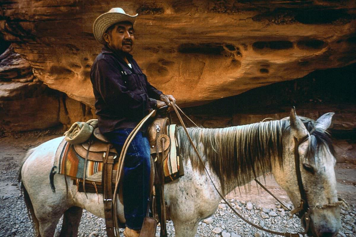#23 A Havasupai man rides into the Grand Canyon on the way to the village of Supai, Arizona.