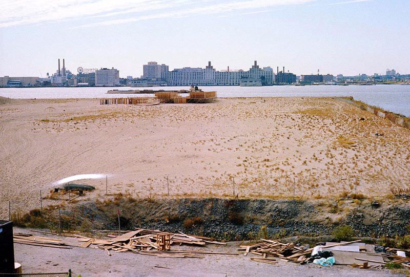 #34 The abandoned West Side Highway looking out at the completed Battery Park City landfill, New York, April 1978