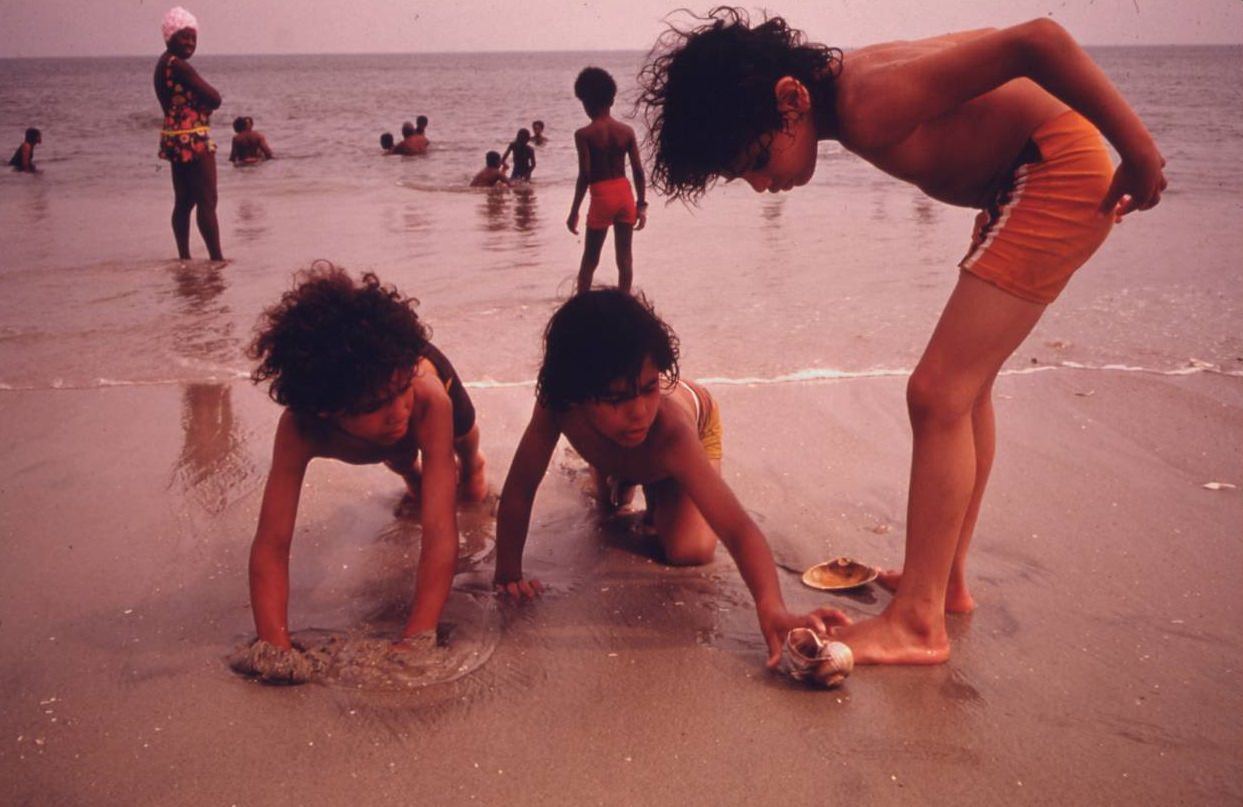 #54 Children at the beach in Reis Park, Brooklyn, July 1974.
