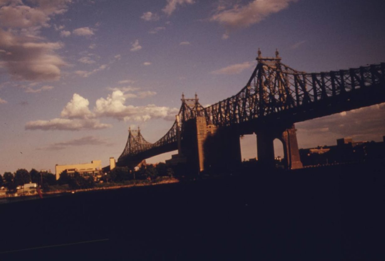 #17 59th Street Bridge seen from the east side drive, Manhattan, August 1974.