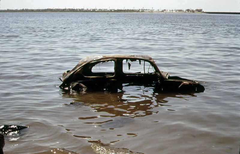 #14 An abandoned car at the river, Queens, New York, May 1973