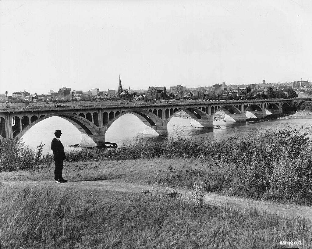 #36 A bridge over the Saskatchewan River with the City of Saskatoon, 1929.