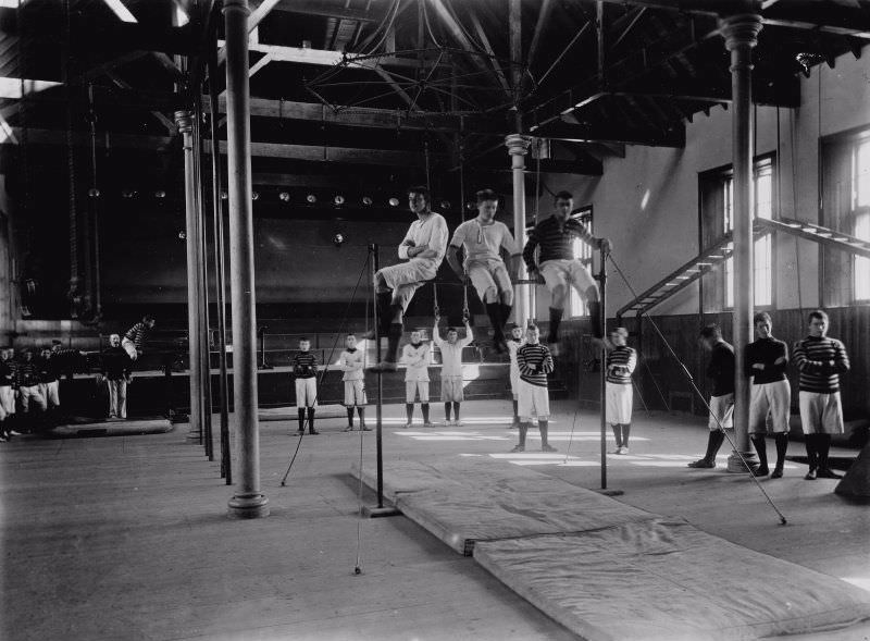 #29 Interior view of the gym at Fettes College, Edinburgh. c. 1905.