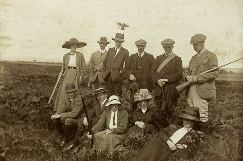 #49 A group of people at Williamwood Moss, 1912.