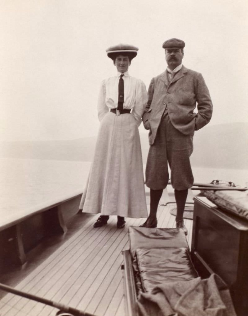 #57 Couple onboard a ship, c.1910.